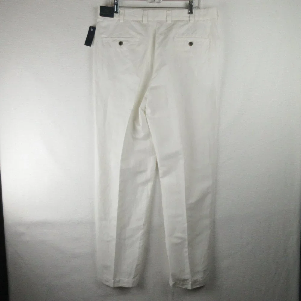 NWT Brooks Brothers 346 Pants White Linen Cotton Trouser Size W35L32 Lightweight